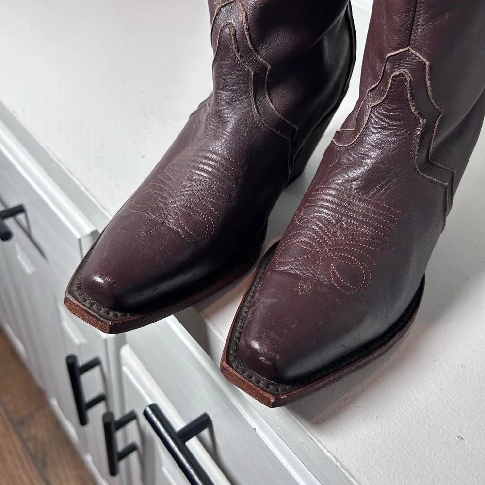 JB Dillon Dark Brown Leather Western Cowboy Boots Women’s 6B New With Tags - Picture 4 of 8